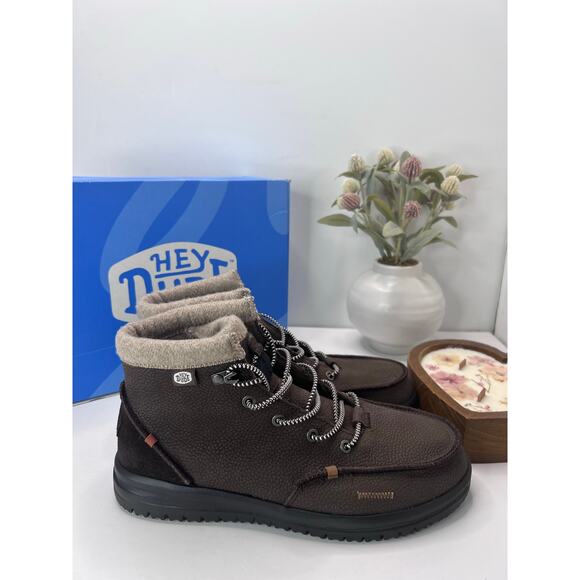 Hey Dude Bradley Leather/Wool Lined Moc Toe Boot Brown Men\'s 10 NWB Preppy main image 8